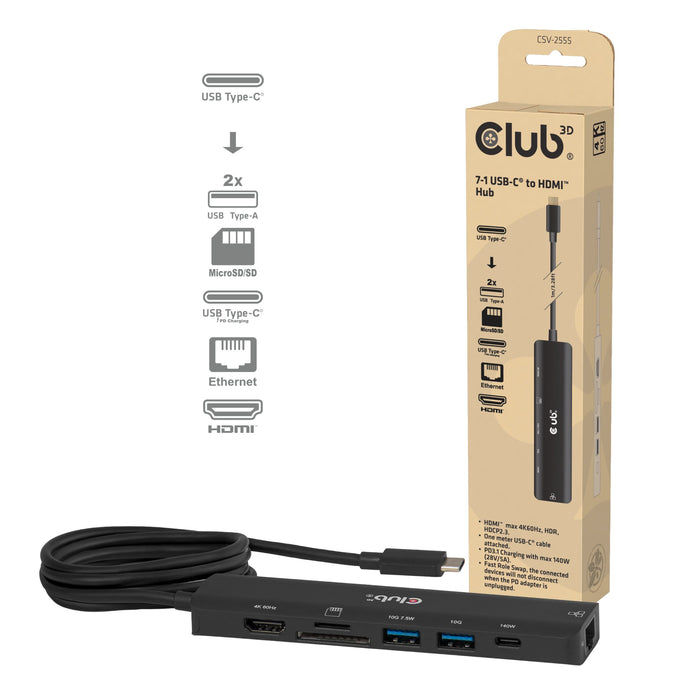 EAN 8719214473785 - CLUB3D CSV-2555 base para portátil y replicador de puertos Alámbrico Negro imagen 1