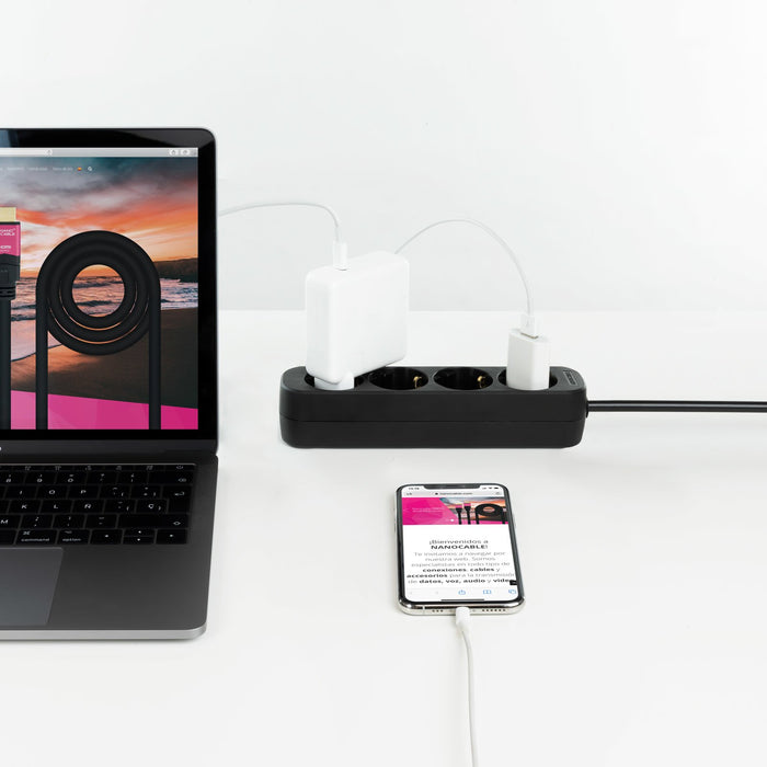 EAN 8433281014022 - Nanocable 10.37.0004-NS-BK base múltiple 1,4 m 4 salidas AC Interior imagen 4