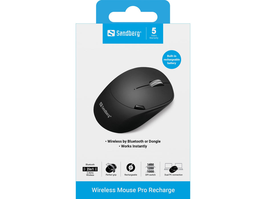 EAN 5705730631023 - Sandberg 631-02 ratón Oficina mano derecha RF Wireless + Bluetooth 1600 DPI imagen 6