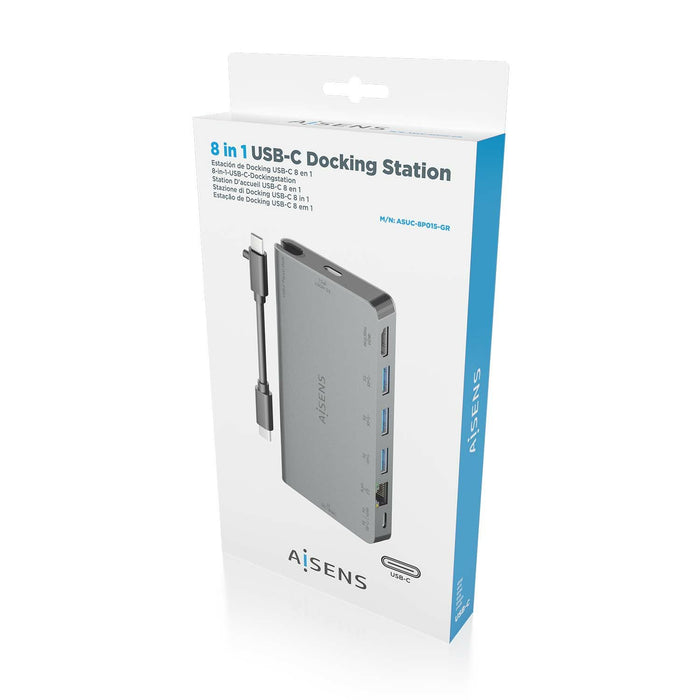 EAN 8436574709773 - AISENS ASUC-8P015-GR base para portátil y replicador de puertos Alámbrico USB 3.2 Gen 1 (3.1 Gen 1) Type- imagen 7