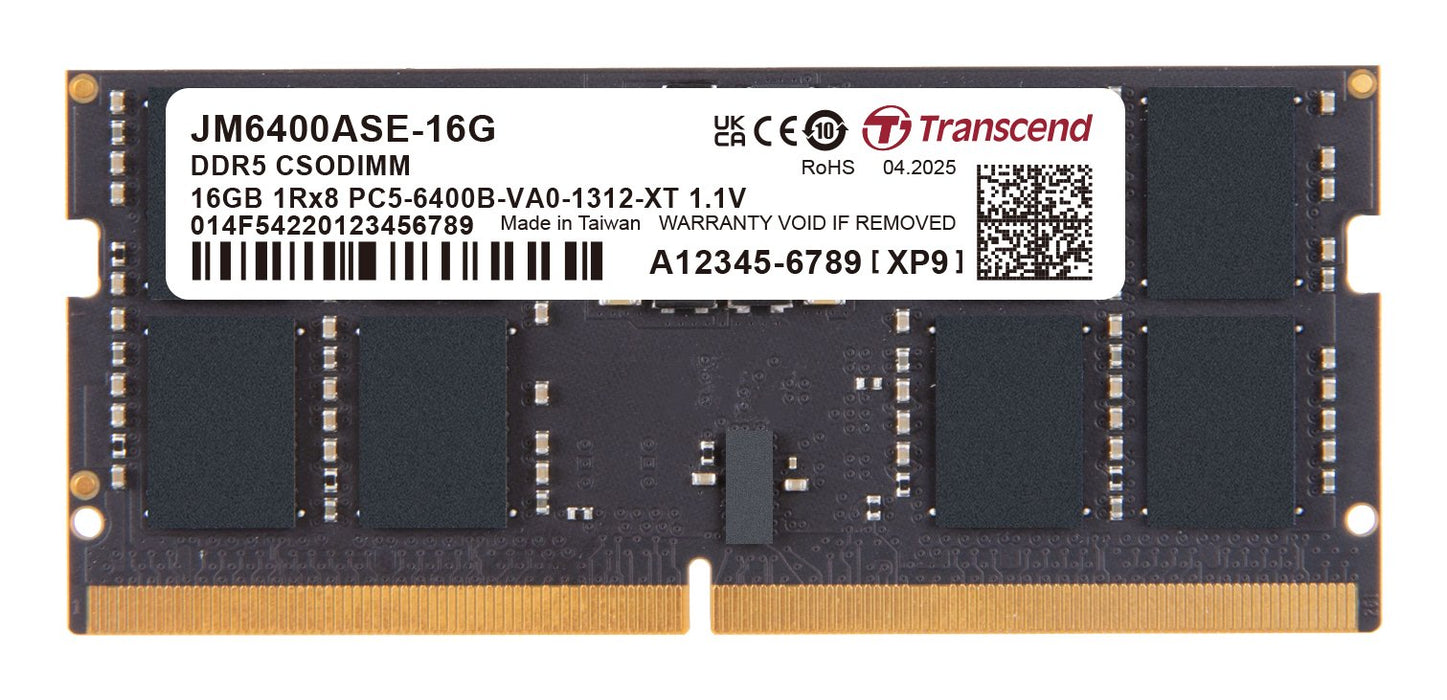 EAN 760557871026 - Transcend JM6400ASE-16G módulo de memoria 16 GB 1 x 16 GB DDR5 6400 MT/s 262-pin SO-DIMM imagen 1