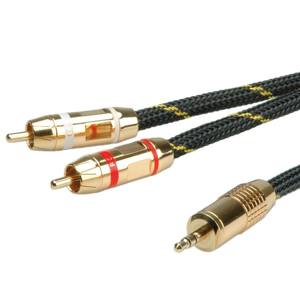 EAN 7611990111688 - ROLINE 11.09.4273 cable de audio 2,5 m 3,5mm 2 x RCA Negro, Oro imagen 1