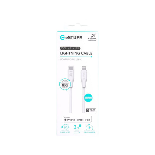 EAN 5715063032251 - eSTUFF ES602370 cable de conector Lightning 3 m Blanco imagen 2