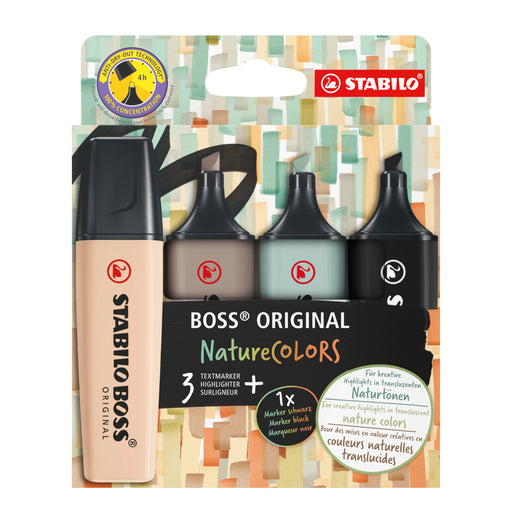 EAN 4006381603133 - STABILO BOSS ORIGINAL NatureColors marcador 4 pieza(s) Punta de cincel Beige, Negro, Verde, Gris claro imagen 1