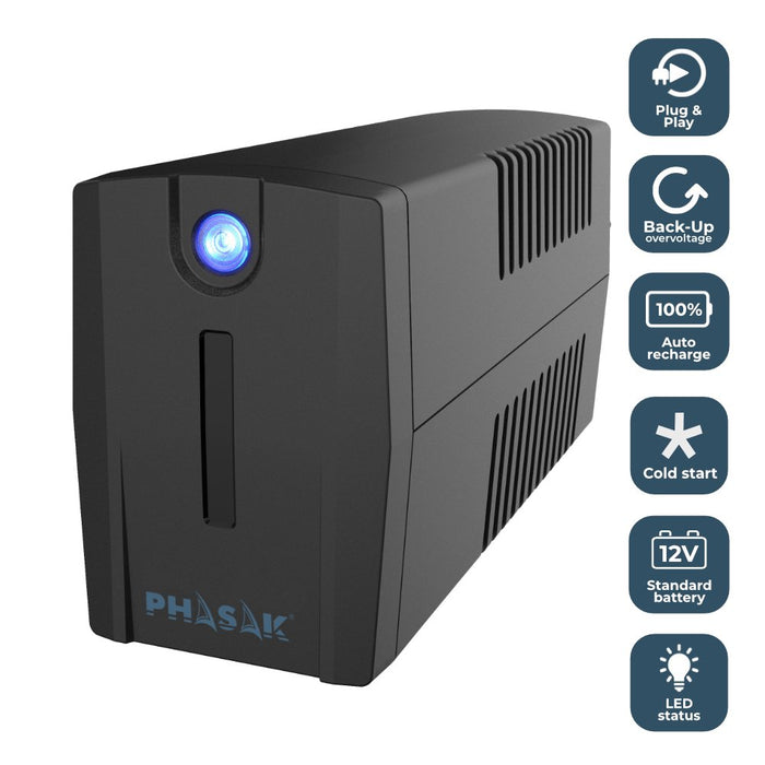 EAN 5605922004430 - Phasak PH 7210 sistema de alimentación ininterrumpida (UPS) Línea interactiva 1,06 kVA 600 W 2 salidas AC imagen 4
