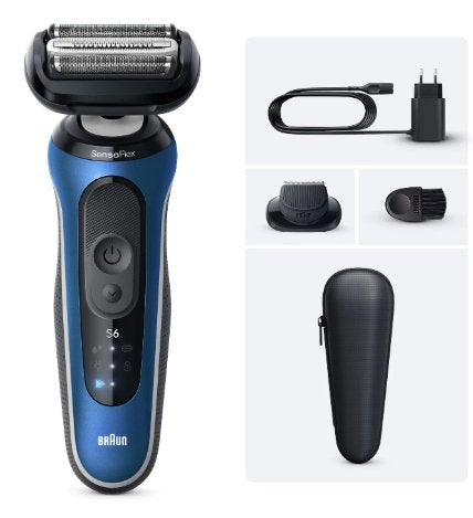 EAN 8700216644907 - Braun 62-B1200s Máquina de afeitar de láminas Recortadora Negro, Azul imagen 1