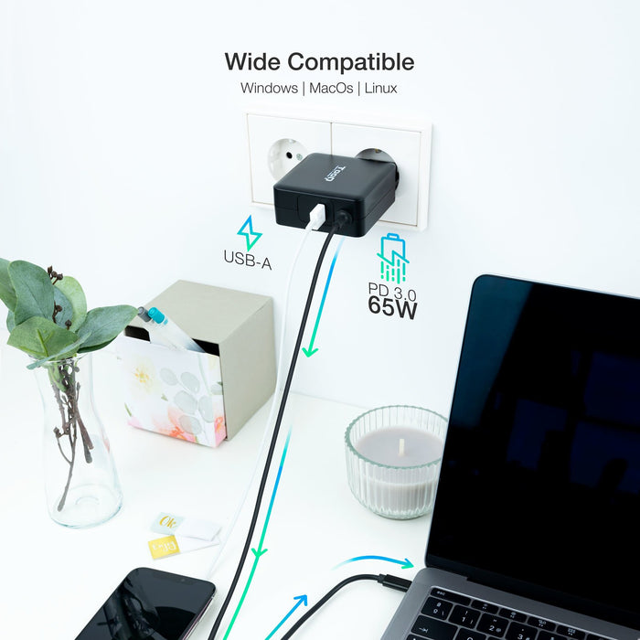 EAN 8433281011984 - TooQ TQLC-USBC65PD adaptador e inversor de corriente Interior 65 W Negro imagen 4