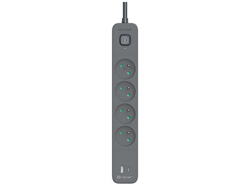 EAN 5907512868959 - Tracer Power Line+ 5 sockets base múltiple 1,5 m 4 salidas AC Interior Grafito imagen 2