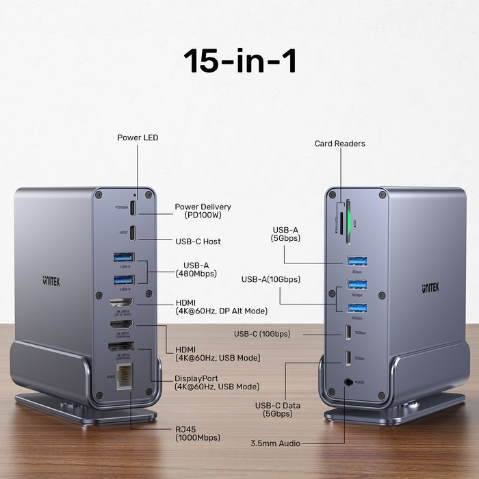 EAN 4894160057365 - UNITEK D1135AGY01 base para portátil y replicador de puertos Acoplamiento USB 3.2 Gen 1 (3.1 Gen 1) Type- imagen 3