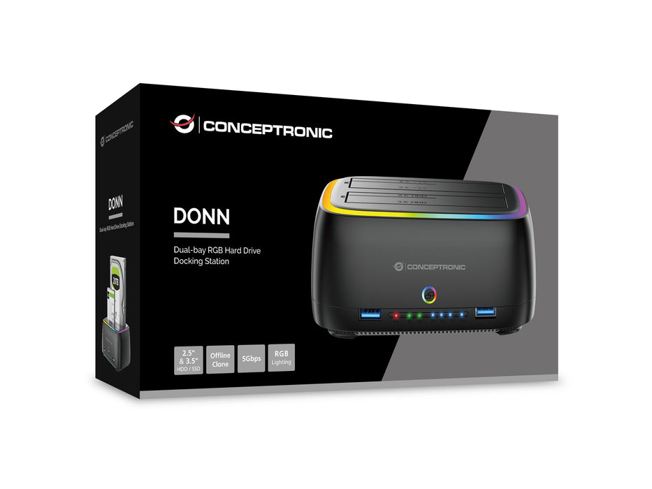 EAN 4015867244623 - Conceptronic DONN36B base de conexión para disco duro USB 3.2 Gen 1 (3.1 Gen 1) Type-C Negro imagen 4