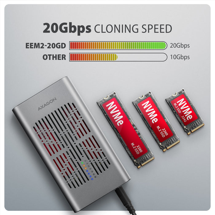 EAN 8595247909107 - Axagon EEM2-20GD base de conexión para disco duro USB 3.2 Gen 2 (3.1 Gen 2) Type-C Negro, Gris imagen 5