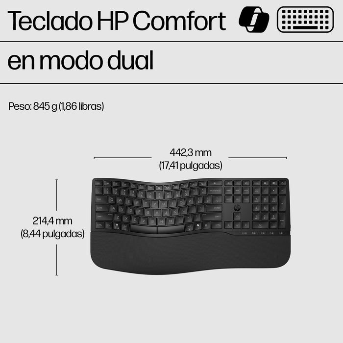 EAN 0197498231266 - HP 680 Comfort Dual-Mode Keyboard teclado Hogar RF Wireless + Bluetooth Negro imagen 3