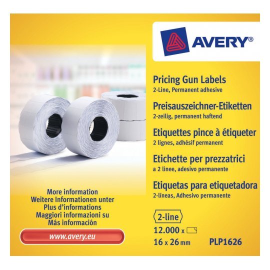 EAN 5014702023347 - Avery PLP1626 etiqueta autoadhesiva Etiqueta de precio Permanente Blanco 12000 pieza(s) imagen 1