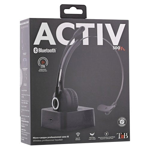 EAN 3303170104620 - T'nB ACTIV 300M Auriculares Inalámbrico Diadema Oficina/Centro de llamadas Bluetooth Base de carga Negro imagen 4