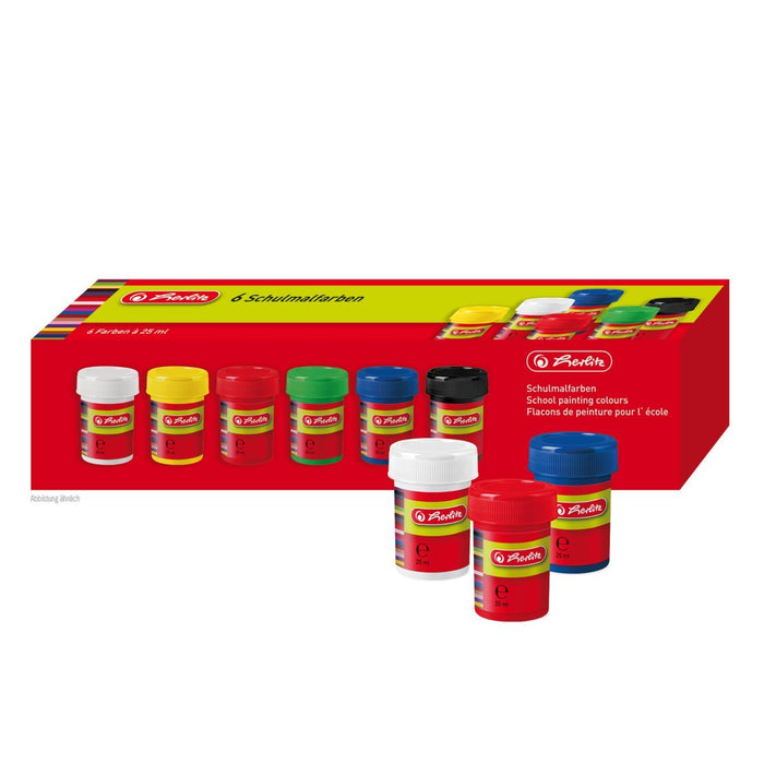 EAN 4008118643023 - Herlitz 8643025 pintura a base de agua Negro, Azul, Verde, Rojo, Blanco, Amarillo 25 ml Jarra 6 pieza(s) imagen 3