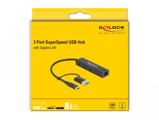 EAN 4043619641499 - DeLOCK 64149 base para portátil y replicador de puertos USB 3.2 Gen 1 (3.1 Gen 1) Type-A + Type-C Negro imagen 2