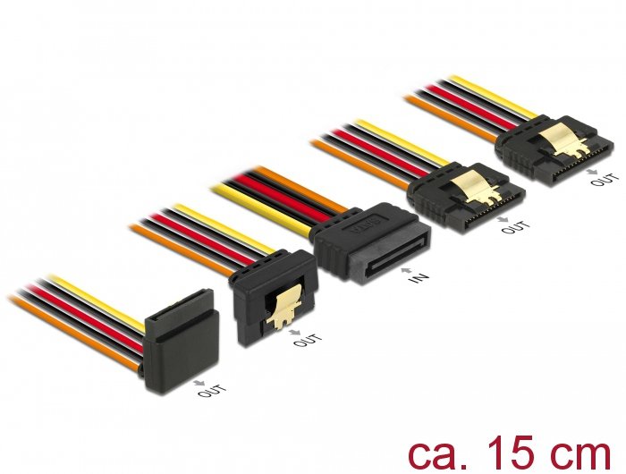 EAN 4043619601479 - DeLOCK 60147 cable de SATA 0,15 m SATA de 15 pines 4 x SATA de 15 pines Negro, Naranja, Rojo, Amarillo imagen 2