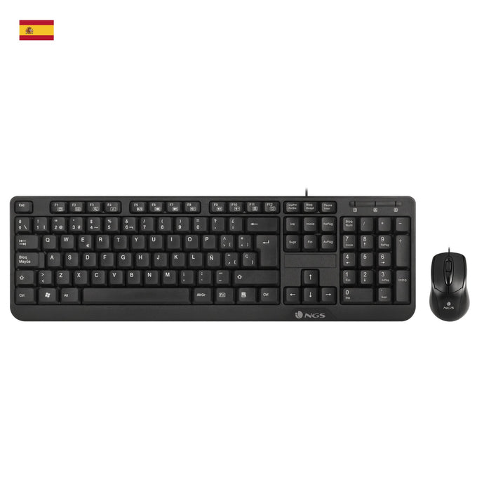 EAN 8435430609479 - NGS Cocoa Kit, QWERTY, ES teclado Ratón incluido Universal USB Negro imagen 1