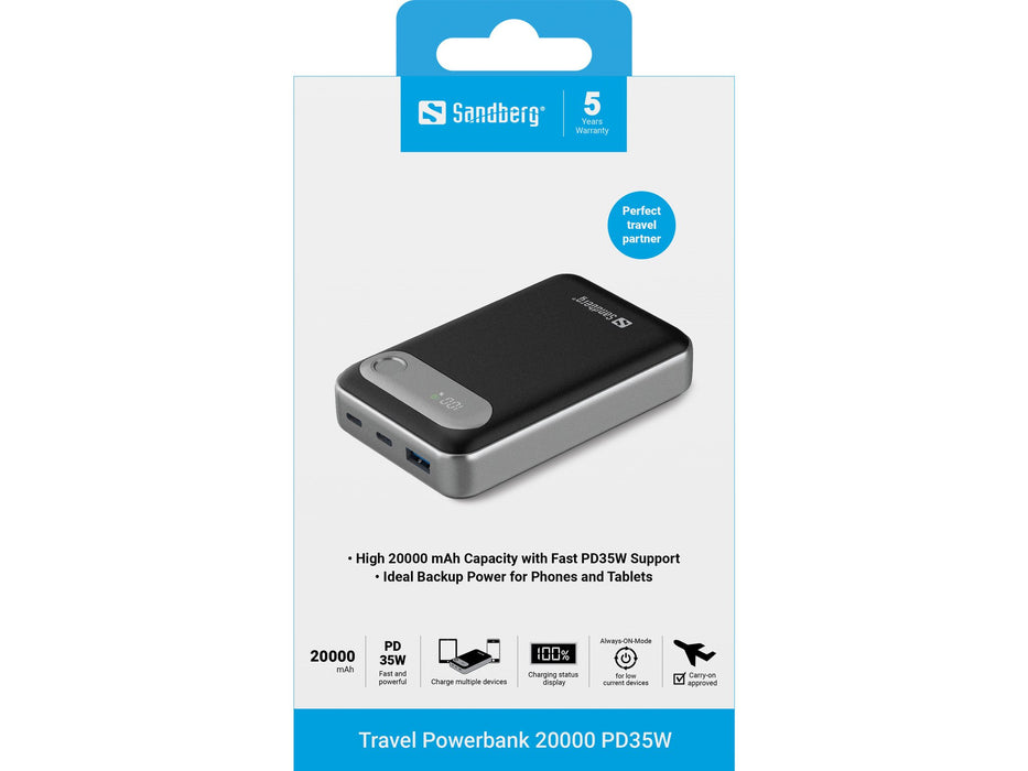 EAN 5705730421419 - Sandberg 421-41 batería externa Polímero de litio 20000 mAh Negro, Plata imagen 3