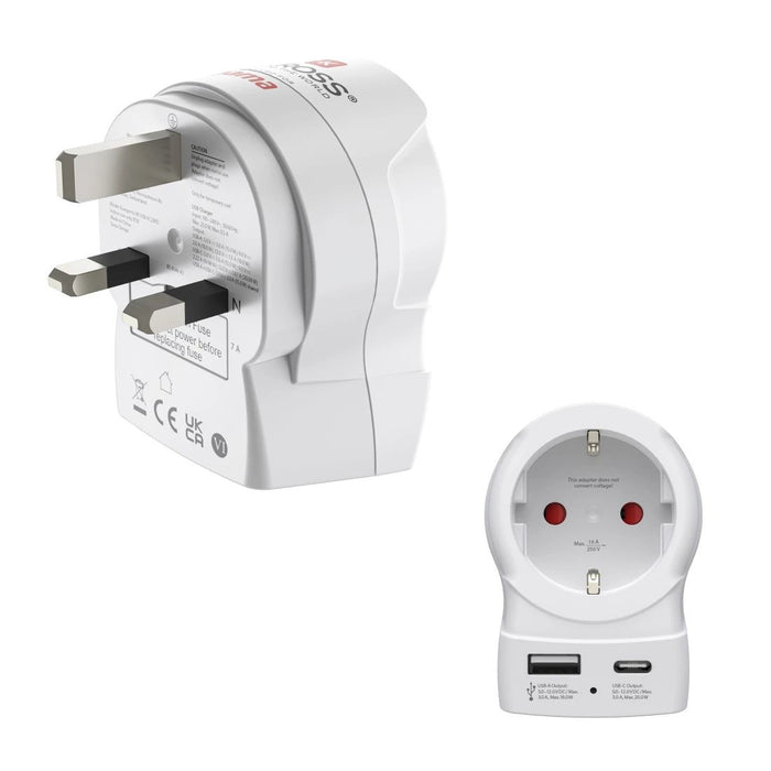 EAN 4047443553751 - Hama EU to UK adaptador de enchufe eléctrico Tipo G (RU) Tipo C (Euroconcexión) + Tipo F Blanco imagen 1
