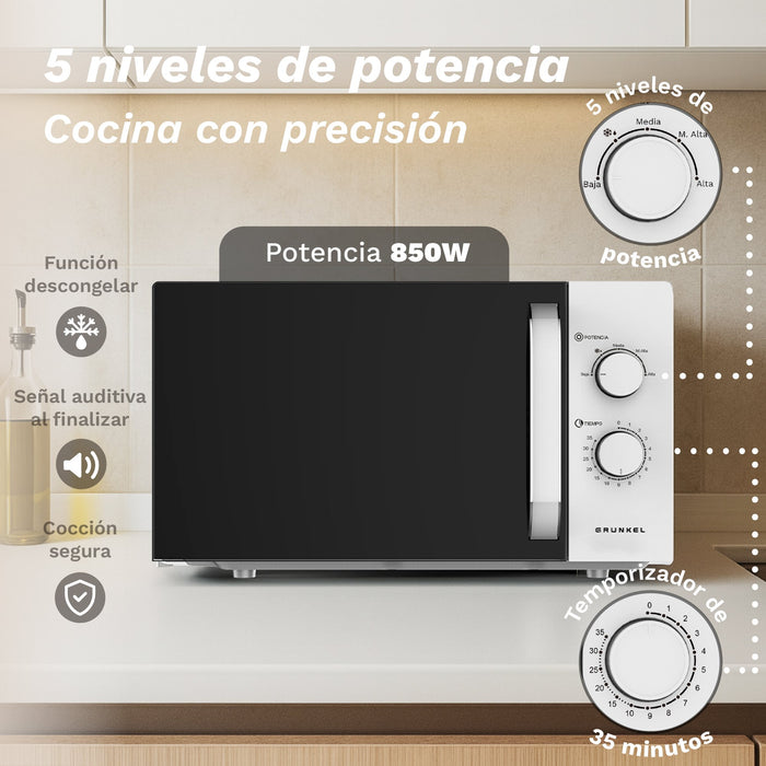 EAN 8426156019154 - Grunkel MW-25EASY microondas Blanco Solo microondas Encimera 25 L 850 W imagen 6