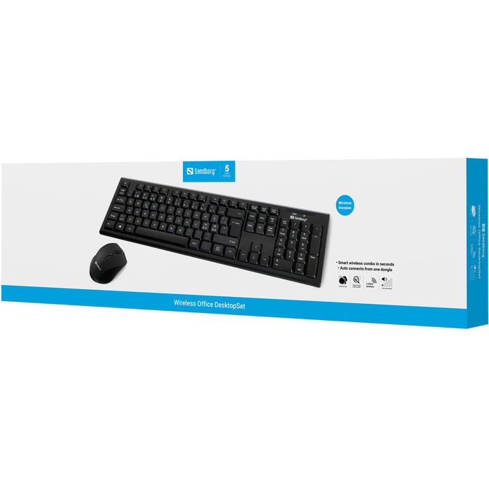 EAN 5705730631207 - Sandberg 631-20 teclado Ratón incluido Oficina RF inalámbrico QWERTY Nórdico Negro imagen 5
