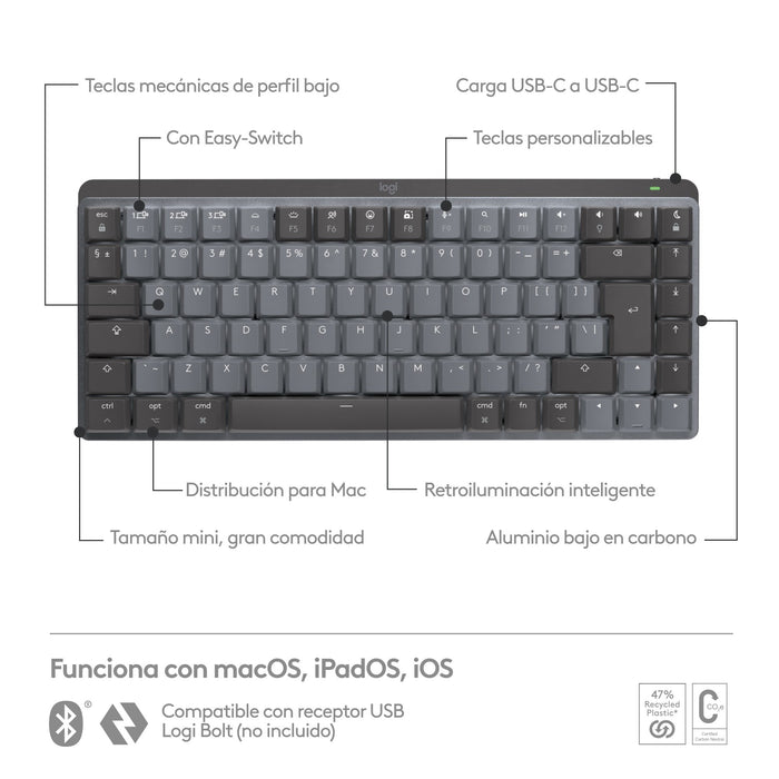 EAN 5099206103368 - Logitech Master 920-010837 teclado Oficina RF Wireless + Bluetooth QWERTY Internacional de EE.UU. Gris imagen 10
