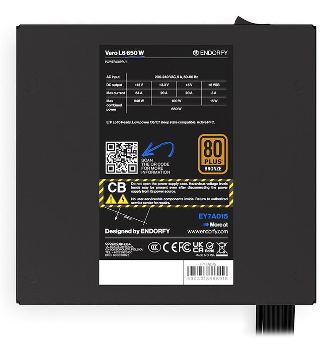 EAN 5903018668918 - ENDORFY Vero L6 unidad de fuente de alimentación 650 W 24-pin ATX ATX Negro imagen 9