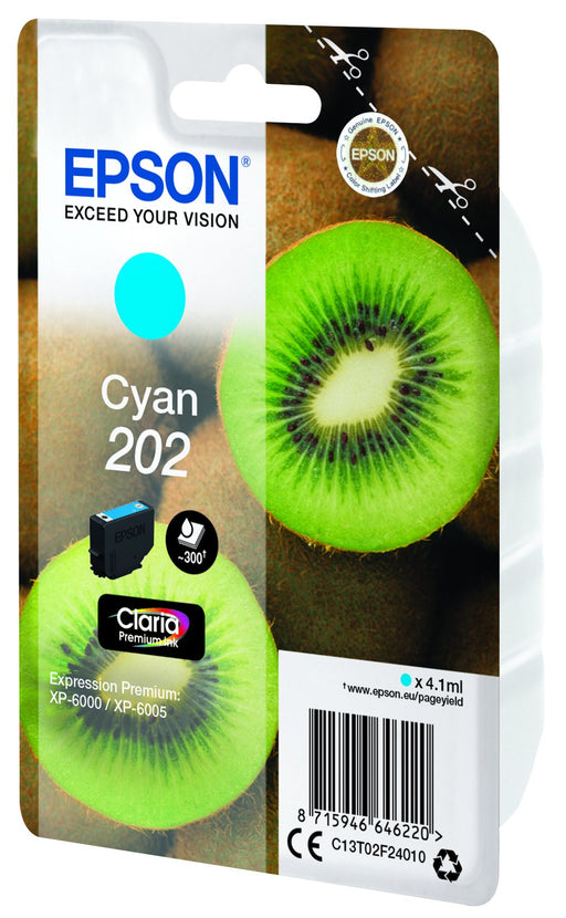 EAN 8715946646220 - Epson Kiwi 202 cartucho de tinta 1 pieza(s) Original Rendimiento estándar Cian imagen 1