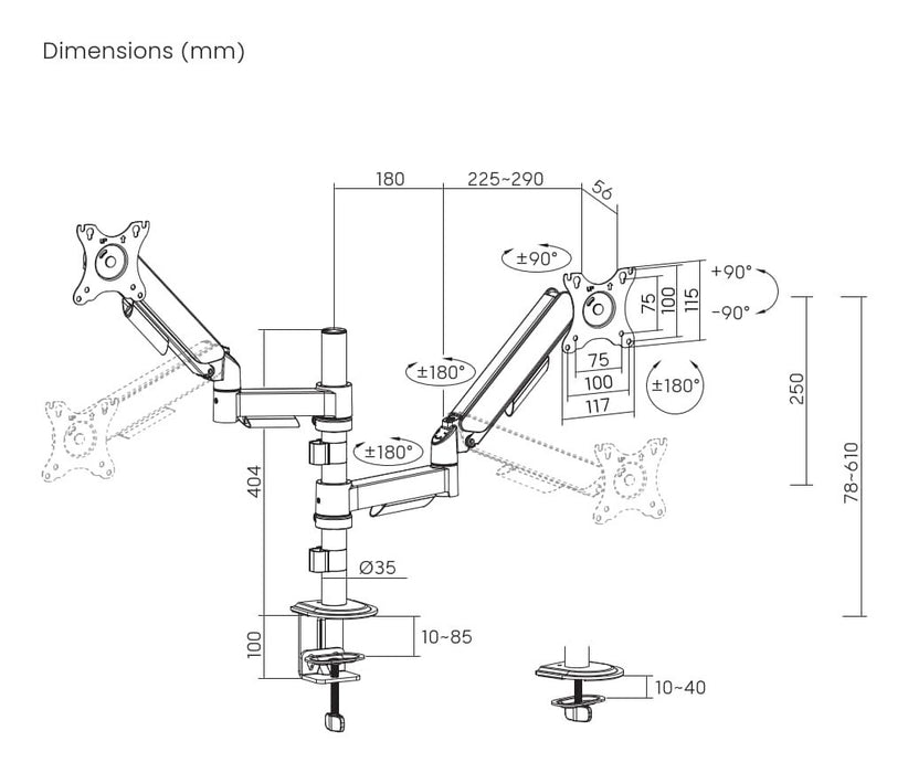 EAN 8716309135351 - Gembird MA-DA2P-02 soporte para monitor 81,3 cm (32") Escritorio Negro imagen 5