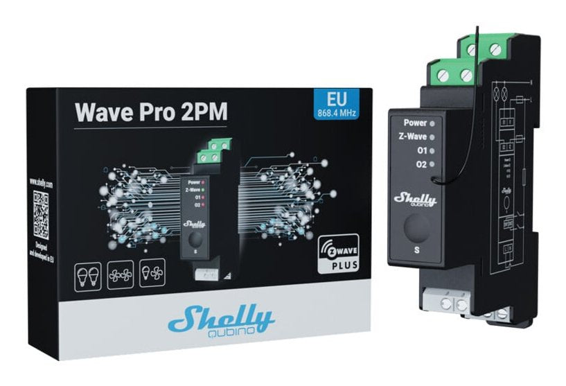 EAN 3800235269121 - Shelly Qubino Wave Pro 2PM​ alimentación del relé Negro imagen 2