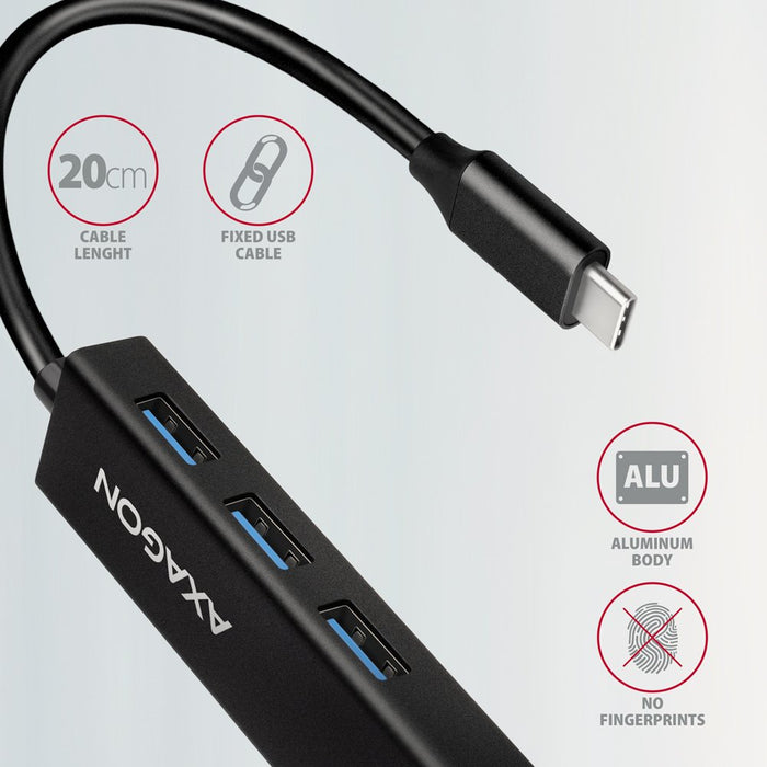 EAN 8595247906168 - Axagon HMC-GL3A USB-C-Hub 3x USB-A Gbit-LAN schwarz USB 3.2 Gen 1 (3.1 Gen 1) Type-C 5000 Mbit/s Negro imagen 5