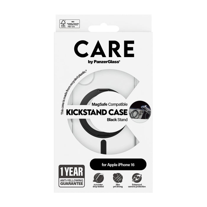 EAN 5715685003868 - PanzerGlass CARE™ by ® Case Transparent w. Black Kickstand & MagSafe iPhone 16 funda para teléfono móvil  imagen 3