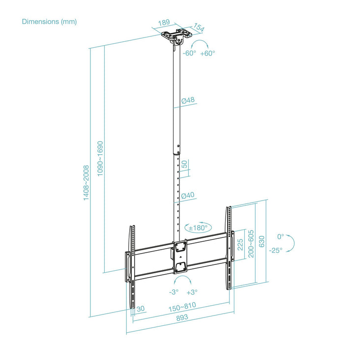EAN 8433281017443 - TooQ LPCE11100TSLI-B soporte para TV 2,54 m (100") imagen 4