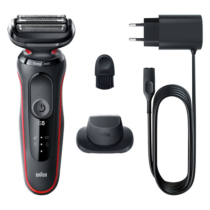 EAN 4210201429333 - Braun Series 5 51-R1200S afeitadora Máquina de afeitar de láminas Recortadora Negro, Rojo imagen 1