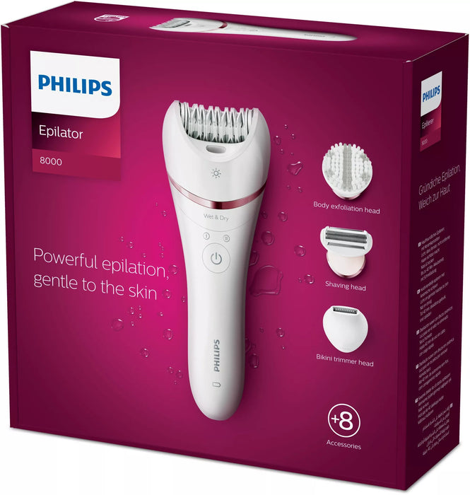 EAN 8710103935537 - Philips 8000 series BRE735/00 depiladora 32 pinzas Rosa, Blanco imagen 2