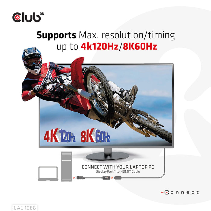 EAN 8719214472740 - CLUB3D CAC-1088 adaptador de cable de vídeo 0,21 m Negro imagen 5