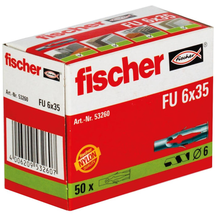 EAN 4006209532607 - Fischer 53260 tornillo de anclaje y taco 50 pieza(s) Enchufe de pared 35 mm imagen 2