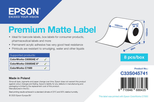 EAN 8715946688435 - Epson C33S045741 etiqueta de impresora Etiqueta para impresora autoadhesiva imagen 1