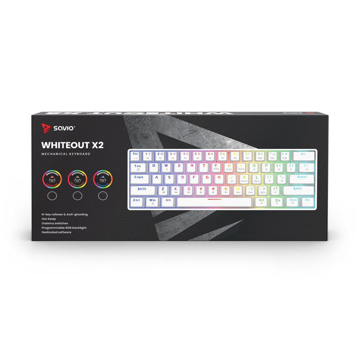 EAN 5901986048725 - Savio WHITEOUT X2 RED teclado Universal USB QWERTY Internacional de EE.UU. Blanco imagen 6