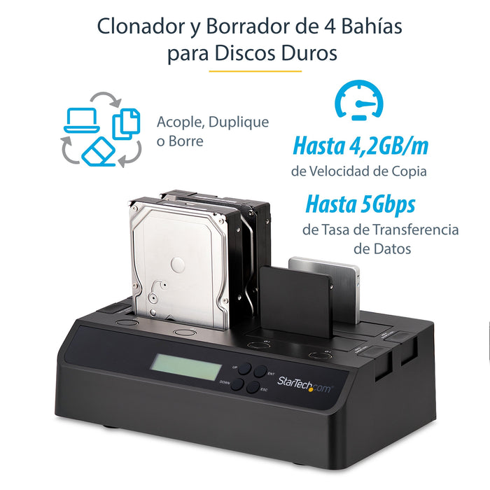 EAN 0065030843881 - StarTech.com SATDOCK4U3RE duplicador de datos y soporte Duplicador de HDD (discos duros) Negro 3 copias imagen 6