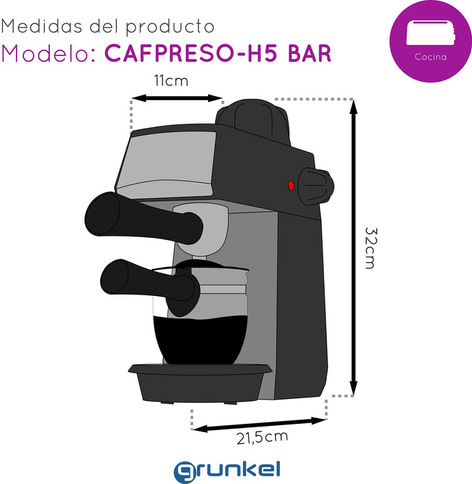 EAN 8426156015194 - Grunkel CAFPRESO-H5BAR cafetera eléctrica Máquina espresso imagen 7