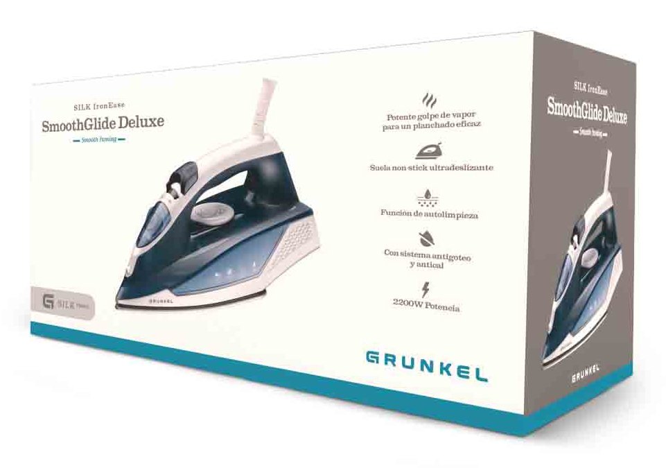EAN 8426156016269 - Grunkel PL-22NS plancha Plancha vapor-seco Suela de acero inoxidable 2200 W Azul imagen 9