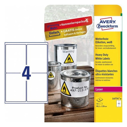 EAN 4004182076026 - Avery L4774-8 etiqueta de impresora Blanco Etiqueta para impresora autoadhesiva imagen 1