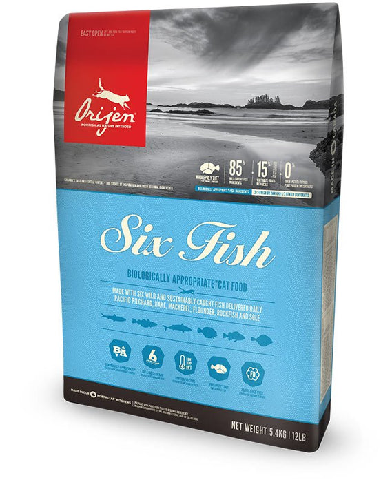 EAN 0064992281342 - Orijen Six Fish alimento seco para gatos 340 g Adulto Pescados imagen 1