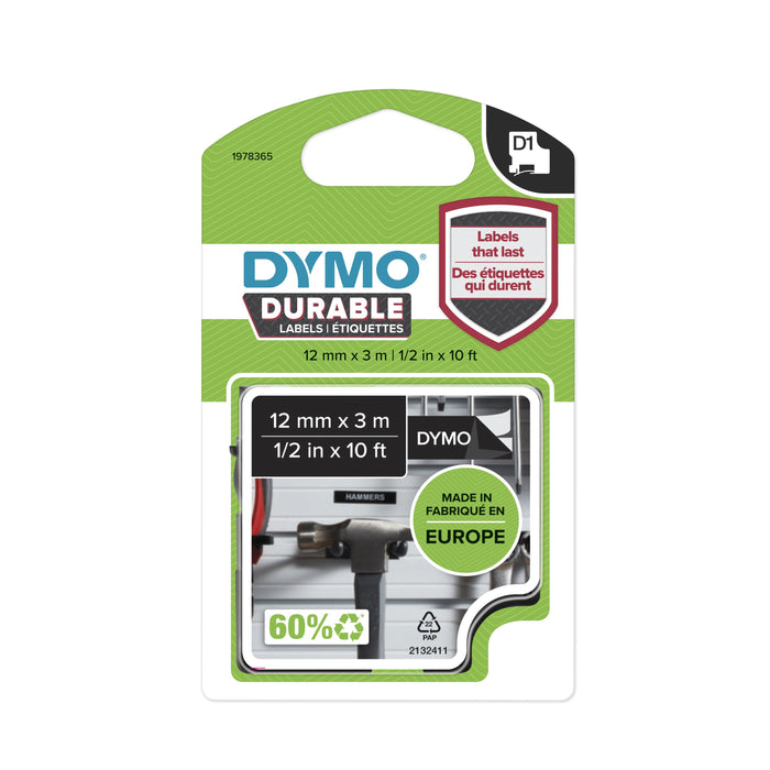EAN 3501179783659 - DYMO D1 Durable - White on Black - 12mm cinta para impresora de etiquetas Blanco sobre negro imagen 7