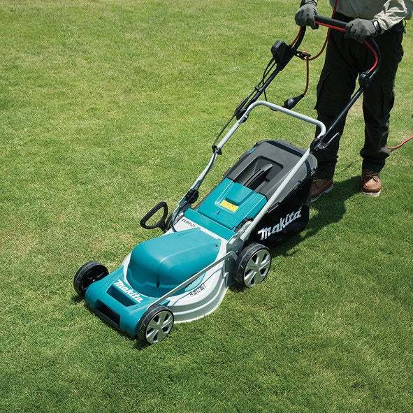 EAN 0088381859158 - Makita ELM4121 cortadora de césped Corriente alterna Negro, Azul imagen 2
