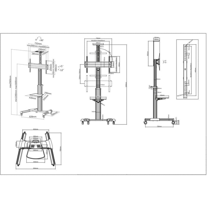 EAN 0766623461245 - Manhattan 461245 soporte para monitor 177,8 cm (70") Negro, Plata imagen 5