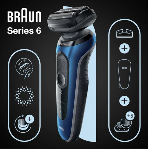 EAN 4210201433040 - Braun Series 6 61-B4500cs Máquina de afeitar de láminas Recortadora Negro, Azul imagen 2