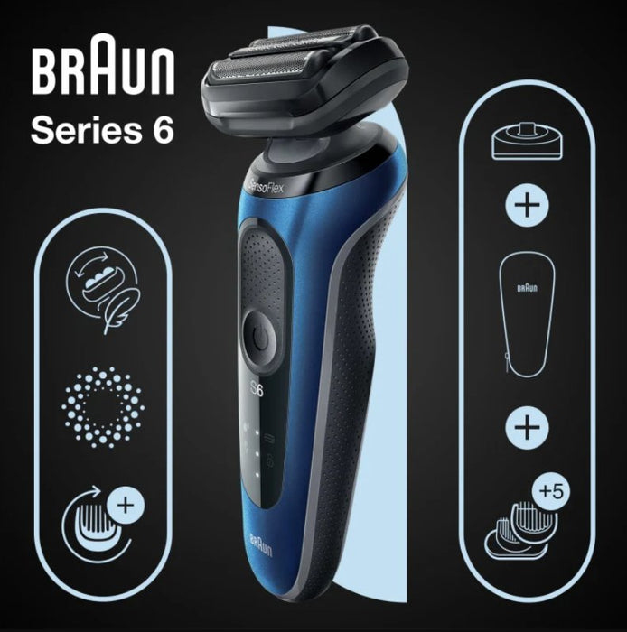 EAN 4210201433040 - Braun Series 6 61-B4500cs Máquina de afeitar de láminas Recortadora Negro, Azul imagen 2